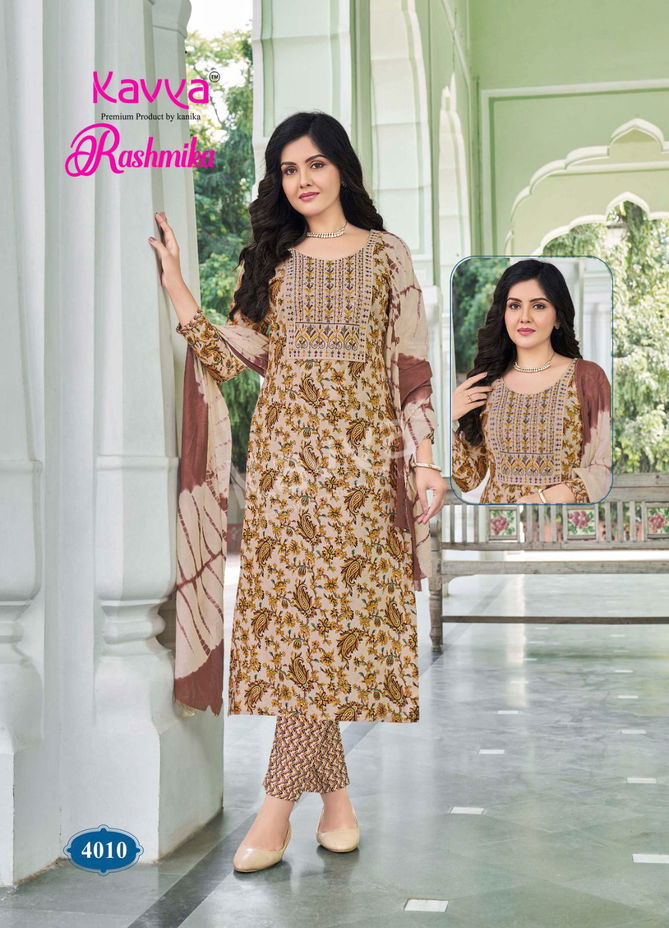 Rashmika Vol 04 By Kavya Rayon Foil Printed Kurti With Bottom Dupatta Wholesale Online
